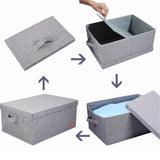 Capacity Foldable Storage Bin Box with Lid Cover (Medium Grey) - DOUBLE R BAGS - Double R Bags