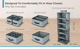 DOUBLE R BAGS Hanging Closet Organizer 6 Shelf and 5 Clothes Drawers Grey - Double R Bags