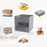 DOUBLE R BAGS Storage Cube Bins Clear Window for kids toys Office Closet Shelf (Grey) - Double R Bags