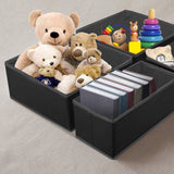 DOUBLE R BAGS No Smell Foldable Cloth Storage Cube with Drawers for Underwear Bras Socks Ties Scarves Set of 3 (Black) - Double R Bags