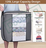 Foldable Storage Bag Organizer Clothes Storage Container for Blanket Pack of 3
