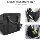 DOUBLE R BAGS Foldable Passenger Car Seat Organizer With Mesh Pockets Black - Double R Bags