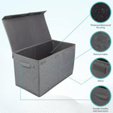 Double R Bags Collapsible Laundry Cum Toy Storage Basket Bin Hamper Box With Lid For Clothes Organizer Unit Size For Boys And Girls Room (Grey) - Double R Bags