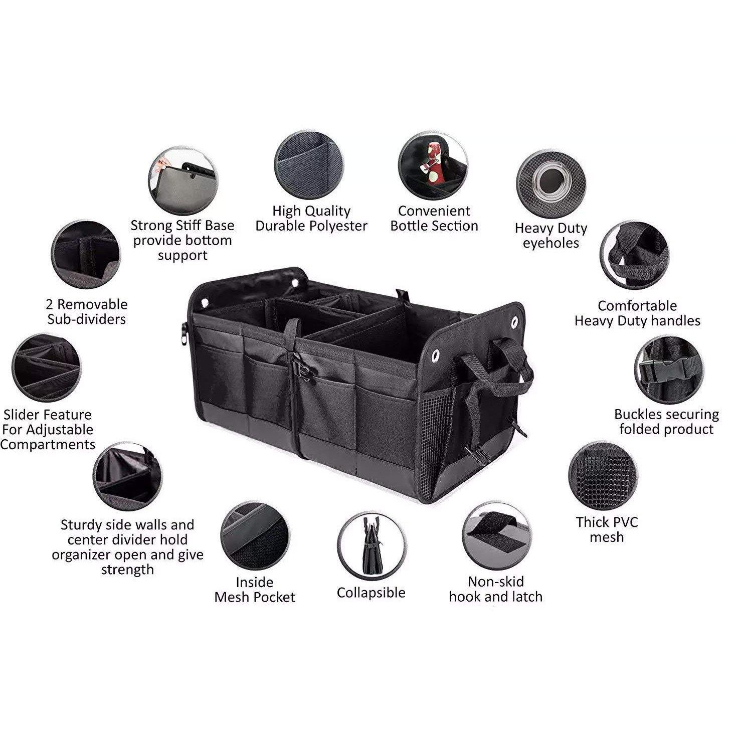 Car Boot Organiser Trunk Storage Shopping Bag Collapsible Folding Heavy  Duty Storage Travel Bag For Cars, Van, Trucks -1pc-black