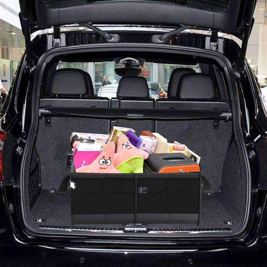 Double R Bags Multi Compartments Collapsible Portable Car Boot Organizer  Black