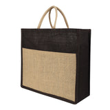 Jute Grocery Shopping Bags for Carry Milk Fruits Vegetable with Reinforced Handles (Pack of 2)