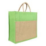 Jute Grocery Shopping Bags for Carry Milk Fruits Vegetable with Reinforced Handles With Zipper (Pack of 2)
