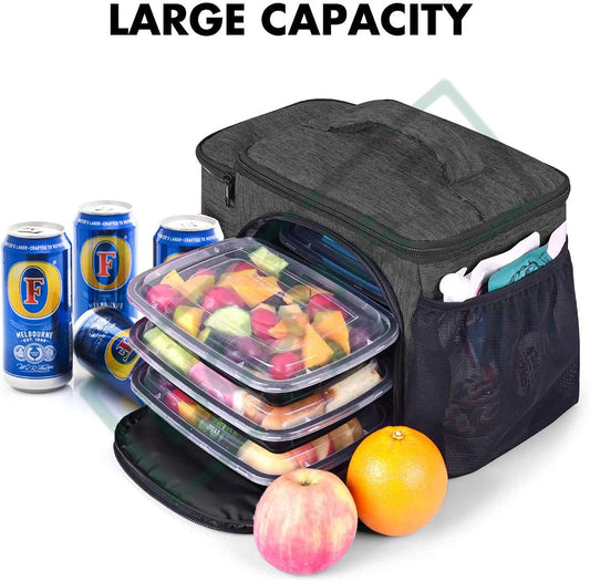 Insulated Lunch Bag Lightweight and Reusable Lunch Box Cover - Black
