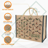 Double R Bags Big Heavy Duty Eco Reusable Jute Yoga Shopping Bag ( Pack of 3)