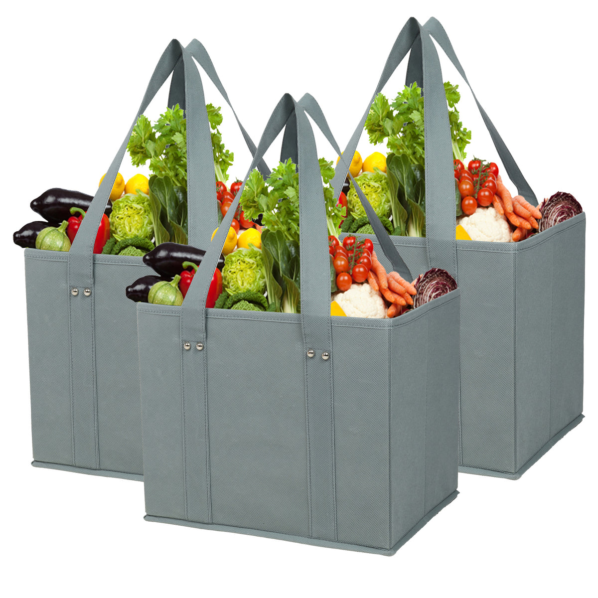 Reusable Grocery Shopping Bags Boxes Totes Foldable Heavy Duty Water Resistant Collapsible Storage Box Baskets Pack of 3