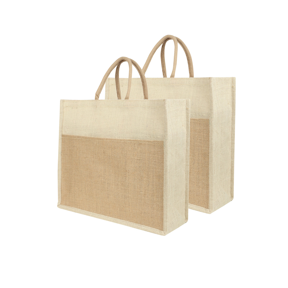 Jute Grocery Shopping Bags for Carry Milk Fruits Vegetable with Reinforced Handles (Pack of 2)