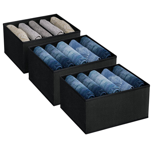 Clothes Drawer Organizer for Jeans, Wardrobe Clothes Organizer for Folded Clothes Pack of 3